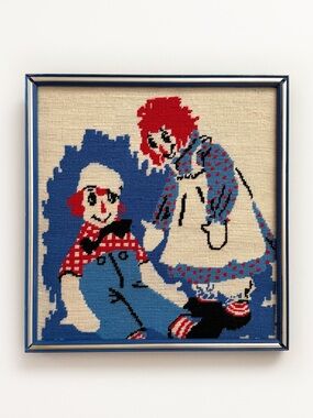 Vintage Raggedy Ann and Andy Needlepoint